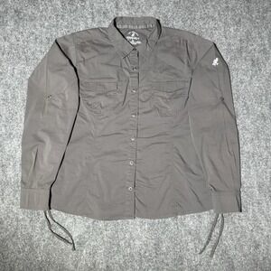 Gramicci Women's Button Up Convertible Shirt Size XL Gray Cotton Blend Fade